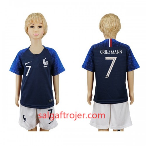 Frankrig Fodboldtrøjer Griezmann 7 Børn Hjemmebanesæt VM 2018 Frankrig Fodboldtrøjer Griezmann 7 Børn Hjemmebanesæt VM 2018